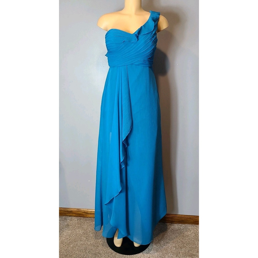 Chiffon Bridesmaid Dress Blue Womens Size 6 Formal Maxi Resort Wedding Cruise